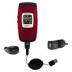 Gomadic Road Warrior Kit for the Samsung SGH-A736 includes a Car & Wall Charger AND USB cable AND Battery Ex