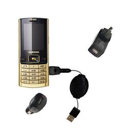 Gomadic Road Warrior Kit for the Samsung SGH-D780 DUOS includes a Car & Wall Charger AND USB cable AND Batte