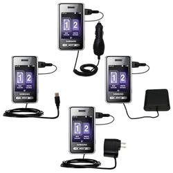 Gomadic Road Warrior Kit for the Samsung SGH-D980 DUOS includes a Car & Wall Charger AND USB cable AND Batte