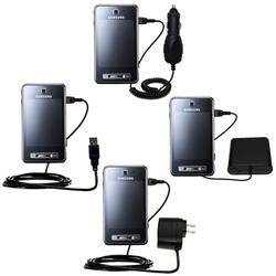 Gomadic Road Warrior Kit for the Samsung SGH-F480 includes a Car & Wall Charger AND USB cable AND Battery Ex