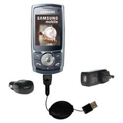 Gomadic Road Warrior Kit for the Samsung SGH-L760 includes a Car & Wall Charger AND USB cable AND Battery Ex