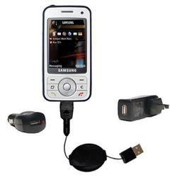 Gomadic Road Warrior Kit for the Samsung SGH-i450 includes a Car & Wall Charger AND USB cable AND Battery Ex