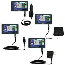 Gomadic Road Warrior Kit for the Sony Nav-U NV-U82 includes a Car & Wall Charger AND USB cable AND Battery E