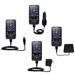 Gomadic Road Warrior Kit for the Sony Walkman NWZ-E436F includes a Car & Wall Charger AND USB cable AND Batt