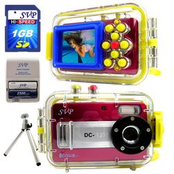 SVP Aqua 1231 RED- 12 MP Max. Digital Camera/ Video Recorder/ 8X Digital Zoom/ + 1GB SD + AA +TRIPOD