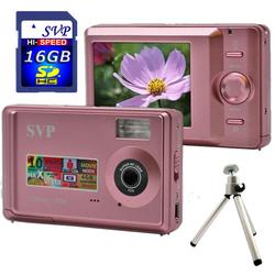SVP Xthinn 1056 Pink - 10 MP Max. Digital Camera/ Video Recorder/ 4X Digital Zoom + 16GB SD Tripod K