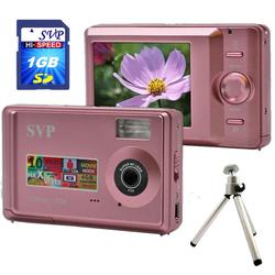 SVP Xthinn 1056 Pink - 10 MP Max. Digital Camera/ Video Recorder/ 4X Digital Zoom + 1GB SD Tripod Ki
