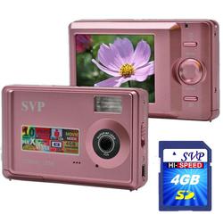 SVP Xthinn 1056 Pink - 10 MP Max. Digital Camera/ Video Recorder/ 4X Digital Zoom + 4GB SD Kit!