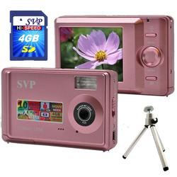 SVP Xthinn 1056 Pink - 10 MP Max. Digital Camera/ Video Recorder/ 4X Digital Zoom + 4GB SD Tripod Ki