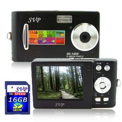 SVP Xthinn 12DX Black - 12 MP Max. Digital Camera/ Video Recorder/ 8X Digital Zoom + 16GB SD Kit!