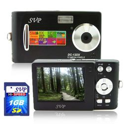 SVP Xthinn 12DX Black - 12 MP Max. Digital Camera/ Video Recorder/ 8X Digital Zoom + 1GB SD Kit!