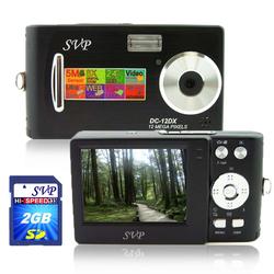 SVP Xthinn 12DX Black - 12 MP Max. Digital Camera/ Video Recorder/ 8X Digital Zoom + 2GB SD Kit!