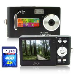 SVP Xthinn 12DX Black - 12 MP Max. Digital Camera/ Video Recorder/ 8X Digital Zoom + 4GB SD Kit!