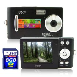 SVP Xthinn 12DX Black - 12 MP Max. Digital Camera/ Video Recorder/ 8X Digital Zoom + 8GB SD Kit!