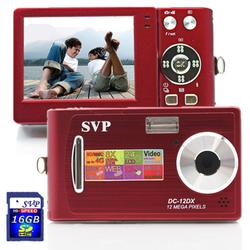 SVP Xthinn 12DX Red - 12 MP Max. Digital Camera/ Video Recorder/ 8X Digital Zoom + 16GB SD Kit!