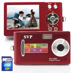 SVP Xthinn 12DX Red - 12 MP Max. Digital Camera/ Video Recorder/ 8X Digital Zoom + 2GB SD Kit!