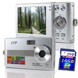 SVP Xthinn 12DX Silver - 12 MP Max. Digital Camera/ Video Recorder/ 8X Digital Zoom + 16GB SD Kit!