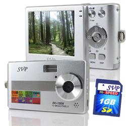 SVP Xthinn 12DX Silver - 12 MP Max. Digital Camera/ Video Recorder/ 8X Digital Zoom + 1GB SD Kit!