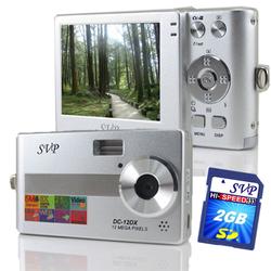 SVP Xthinn 12DX Silver - 12 MP Max. Digital Camera/ Video Recorder/ 8X Digital Zoom + 2GB SD Kit!