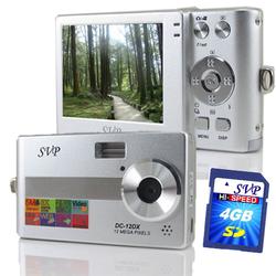 SVP Xthinn 12DX Silver - 12 MP Max. Digital Camera/ Video Recorder/ 8X Digital Zoom + 4GB SD Kit!