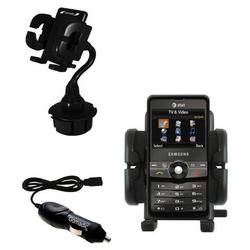 Gomadic Samsung SGH-A827 Auto Cup Holder with Car Charger - Uses TipExchange
