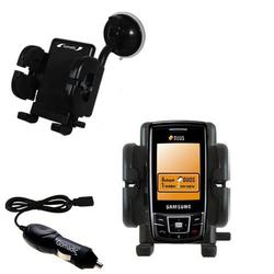 Gomadic Samsung SGH-D880 DUOS Flexible Auto Windshield Holder with Car Charger - Uses TipExchange