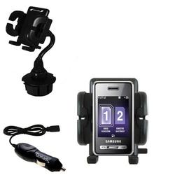 Gomadic Samsung SGH-D980 DUOS Auto Cup Holder with Car Charger - Uses TipExchange