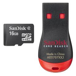 SanDisk 16GB MicroSDHC Memory Card Class 2 MicroSD w/ USB 2.0 MobileMate Card Reader (BULK)