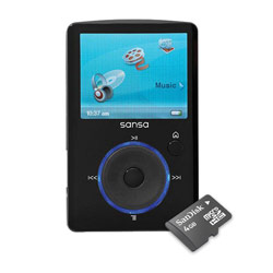 SanDisk Corporation SanDisk 8GB Sansa Fuze MP3 Player Black with SanDisk 4GB microSDHC Card