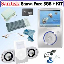 SanDisk Sandisk Sansa Fuze 8GB MP3 Video Player Silver + Deluxe Accessory Kit