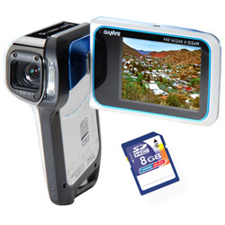 Sanyo VPC-E2BL Waterproof 8MP Digital Hybrid Camcorder with 5x Optical Zoom and 2.5 LCD w/ 8GB Secure Digital Card