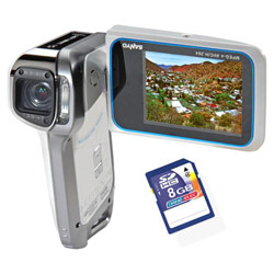 Sanyo VPC-E2W Waterproof 8MP Digital Hybrid Camcorder with 5x Optical Zoom and 2.5 LCD w/ 8GB Secure Digital Card