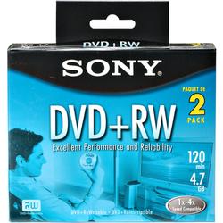 Sony 4x DVD+RW Media - 4.7GB - 2 Pack
