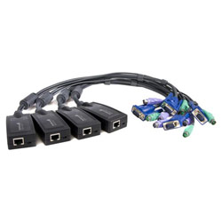 STARTECH.COM Startech.com Server Interface Module for PS/2 - 2 x 6-pin mini-DIN (PS/2) Male, 15-pin HD-15 Male to RJ-45 Female (SV5PS2S4P)