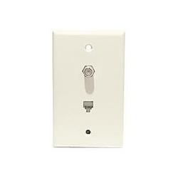Steren 2 Socket TV/Phone Faceplate - RJ-11, F81 Coaxial - Ivory
