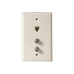 Steren 3 Socket TV/Phone Faceplate - Coaxial, RJ-11 - White