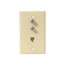 Steren 3 Socket TV/Phone Faceplate - RJ-11, RF Coaxial - Ivory