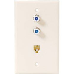 Steren 3 Socket TV/Phone Faceplate - RJ-11, RF Coaxial - White