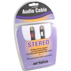 Arista Enterprises, Inc. Stereo Cables, RCA to RCA, Knurled RCA Plugs on Ends, 12'