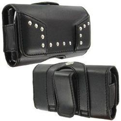 Wireless Emporium, Inc. Studded Premium Horizontal Leather Pouch for Samsung A777