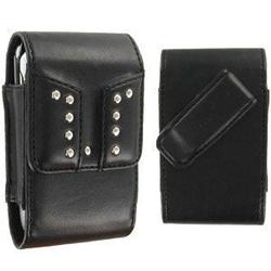 Wireless Emporium, Inc. Studded Premium Vertical Leather Pouch for Blackberry Pearl Flip 8220