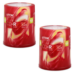 TDK Media TDK 52x CD-R Media - 700MB ( 2 x 100 Pack)