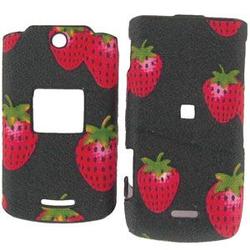 Wireless Emporium, Inc. Textured Black w/Strawberries Snap-On Protector Case Faceplate for Motorola W490/W510/W5