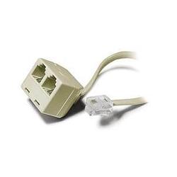 Recoton Thomson Dual Phone Modular Extension Cord - 1 x RJ-11 - 2 x RJ-11 - 25ft - Ivory