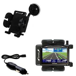 Gomadic TomTom GO 730 Flexible Auto Windshield Holder with Car Charger - Uses TipExchange