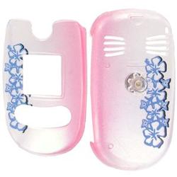 Wireless Emporium, Inc. Trans. Pink w/Blue Flowers Snap-On Protector Case Faceplate for LG VX8350