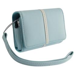 Eforcity Universal Digital Camera Leather Carrying Case, Light Blue by Eforcity