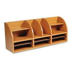 Safco Products 12-Compartment Radius Front Desktop Organizer, Medium Oak (SAF9411MO)