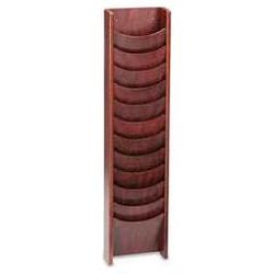 Buddy Products 12-Pocket Literature Display Wall Rack, Mahogany (BDY61216)