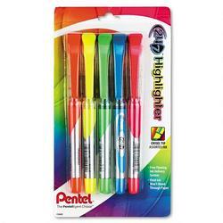 Pentel Of America 24/7™ Highlighter, Five-Color Pack, Chisel Tip (PENSL12BP5M)